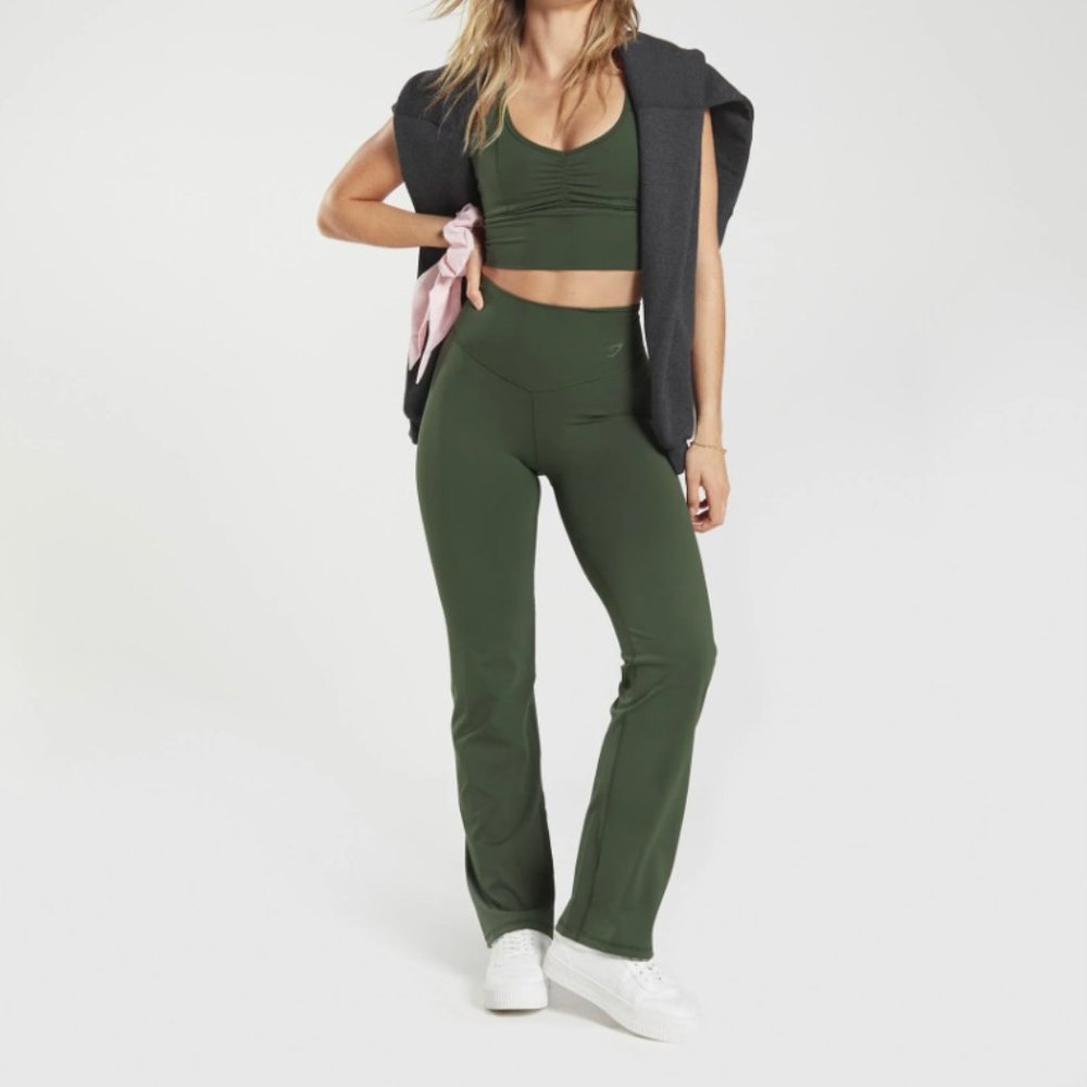 SOLD | NWOT Gymshark Elevated Flared Leggings Moss Olive